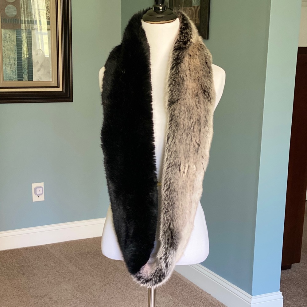 Faux Fur Black and Grey Plush scarf